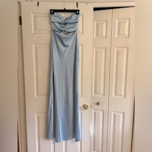 NWT- Peppermayo strapless maxi dress.  Ice Blue, size 6